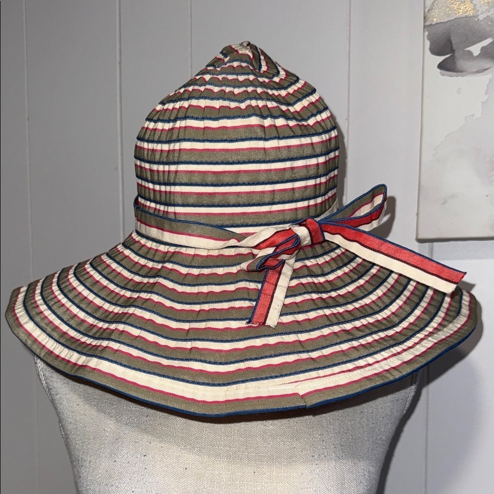 Smith & Hawken Striped Women's Hat with Red and Blue Accents